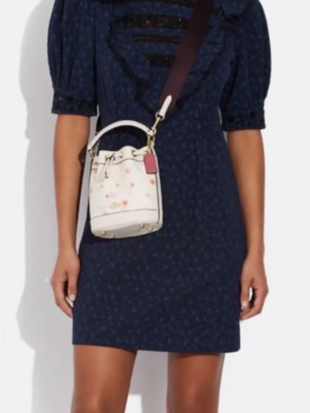 Coach Cream Star-Print Mini Bucket Crossbody